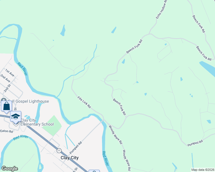 map of restaurants, bars, coffee shops, grocery stores, and more near 1009 Beech Fork Road in Clay City