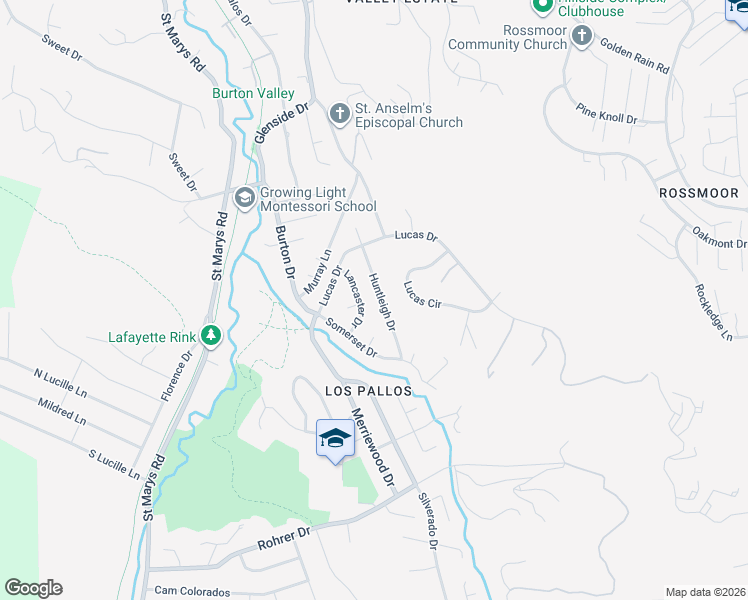 map of restaurants, bars, coffee shops, grocery stores, and more near 608 Lancaster Drive in Lafayette