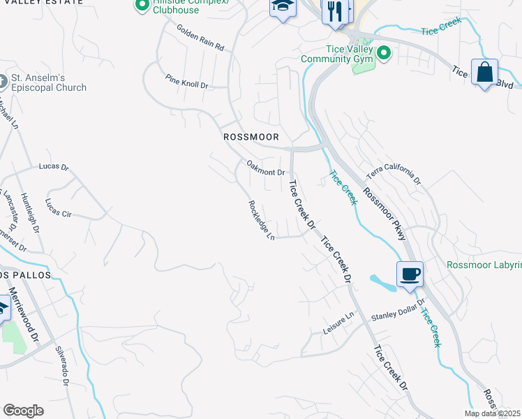 map of restaurants, bars, coffee shops, grocery stores, and more near 1388 Rockledge Lane in Walnut Creek