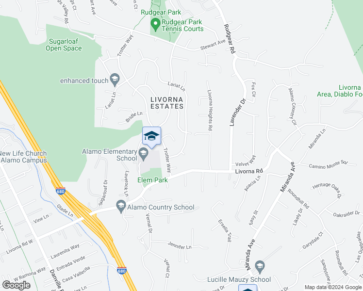 map of restaurants, bars, coffee shops, grocery stores, and more near 2739 Lariat Lane in Walnut Creek