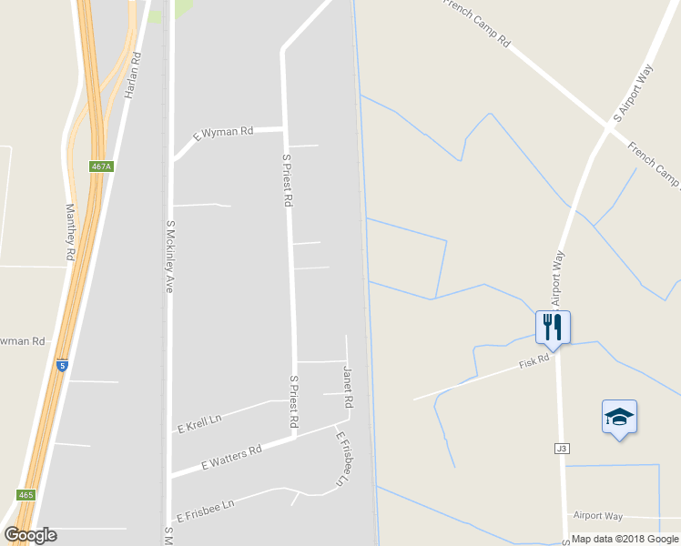 map of restaurants, bars, coffee shops, grocery stores, and more near 568 Amy Court in French Camp