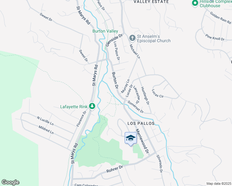 map of restaurants, bars, coffee shops, grocery stores, and more near 607 Burton Drive in Lafayette