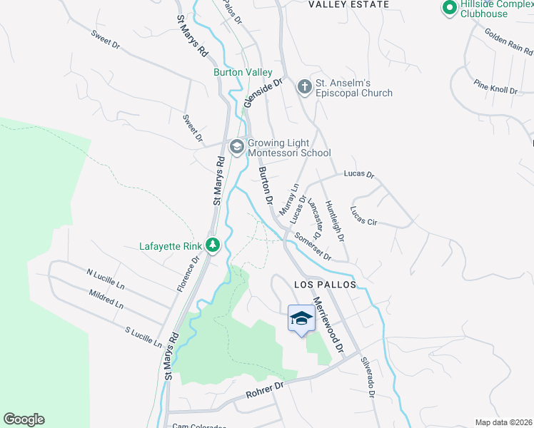 map of restaurants, bars, coffee shops, grocery stores, and more near 607 Burton Drive in Lafayette