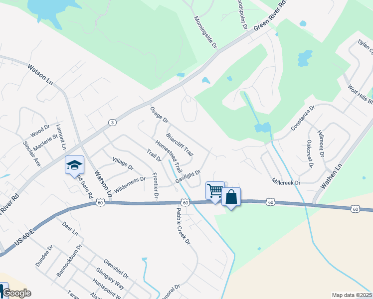 map of restaurants, bars, coffee shops, grocery stores, and more near 2900 Briarcliff Trail in Henderson