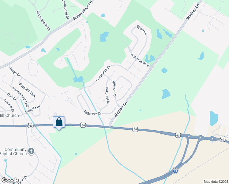 map of restaurants, bars, coffee shops, grocery stores, and more near 1100 Breezeport Court in Henderson