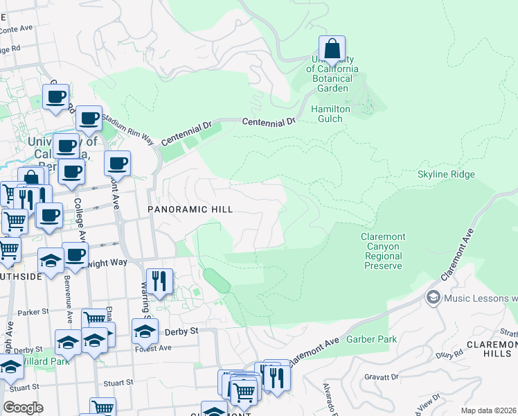 map of restaurants, bars, coffee shops, grocery stores, and more near 3382 Dwight Way in Berkeley