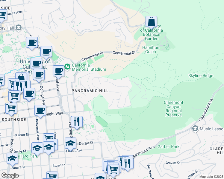 map of restaurants, bars, coffee shops, grocery stores, and more near 3326 Dwight Way in Berkeley