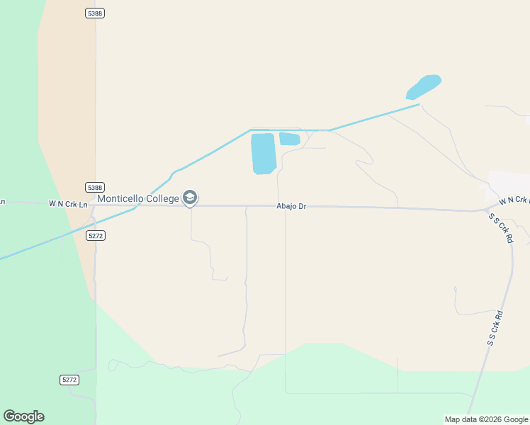 map of restaurants, bars, coffee shops, grocery stores, and more near 1580 Abajo Drive in Monticello