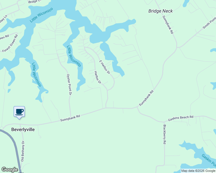 map of restaurants, bars, coffee shops, grocery stores, and more near 115 Harbor Drive in Reedville