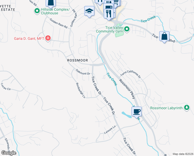 map of restaurants, bars, coffee shops, grocery stores, and more near 2120 Tice Creek Drive in Walnut Creek
