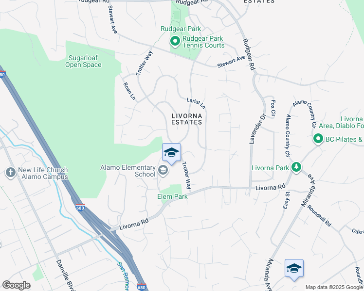 map of restaurants, bars, coffee shops, grocery stores, and more near 2626 Dapplegray Lane in Walnut Creek