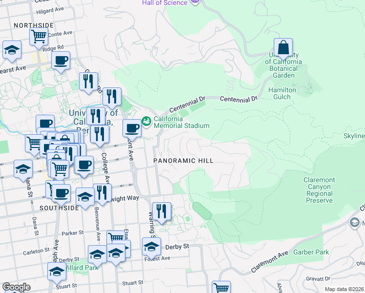 map of restaurants, bars, coffee shops, grocery stores, and more near in Oakland