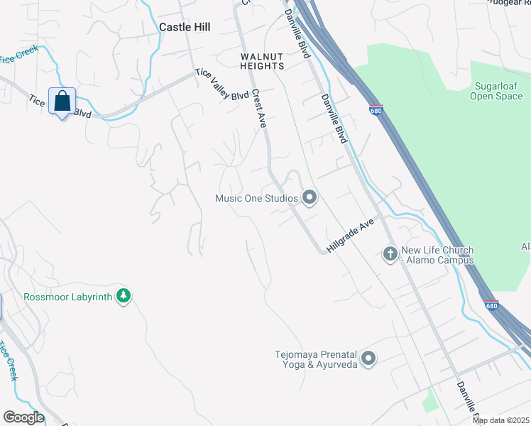 map of restaurants, bars, coffee shops, grocery stores, and more near 20 Oak Crest Lane in Alamo