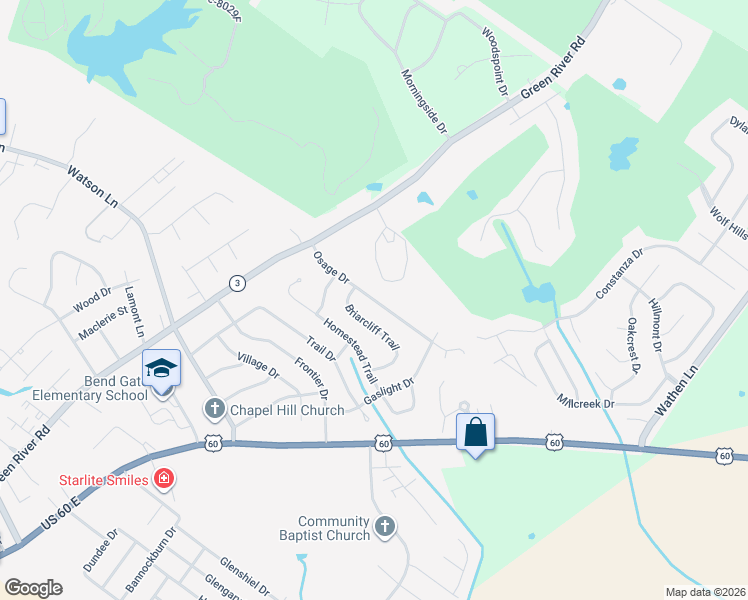 map of restaurants, bars, coffee shops, grocery stores, and more near 945 Osage Drive in Henderson