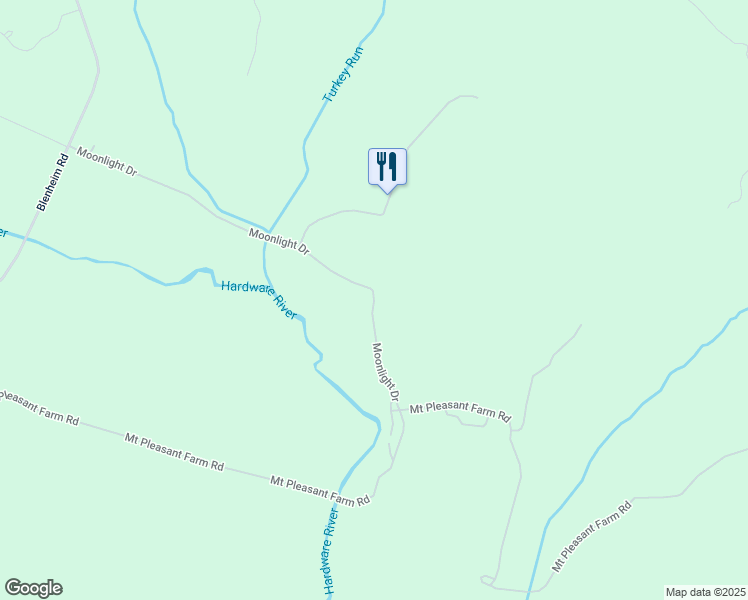 map of restaurants, bars, coffee shops, grocery stores, and more near 5600 Moonlight Drive in Scottsville