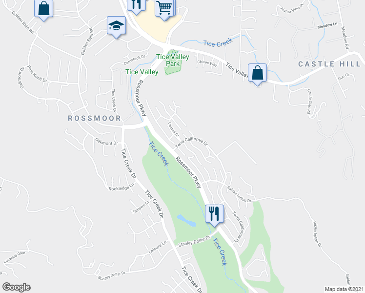 map of restaurants, bars, coffee shops, grocery stores, and more near 999 Terra California Drive in Walnut Creek