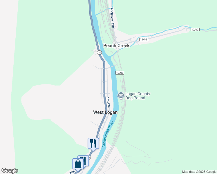 map of restaurants, bars, coffee shops, grocery stores, and more near 324 1st Avenue in West Logan