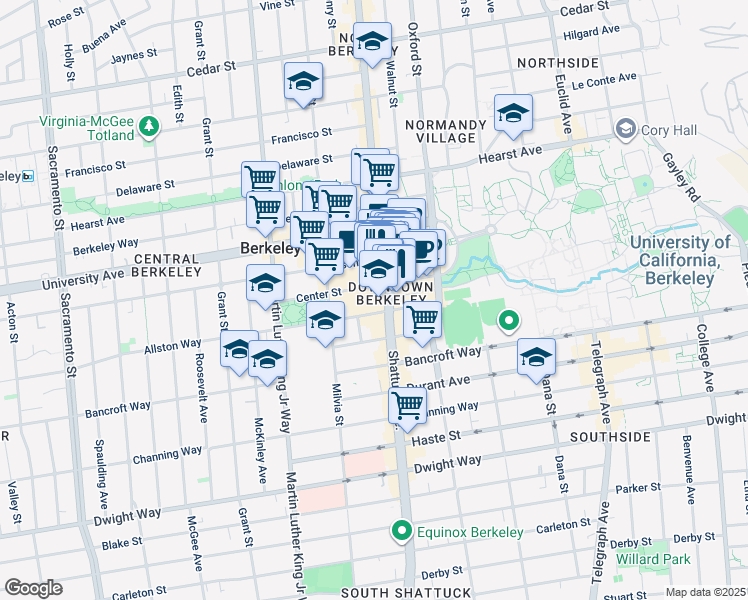 map of restaurants, bars, coffee shops, grocery stores, and more near in Berkeley