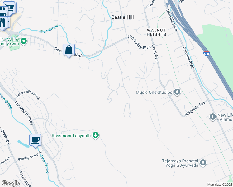 map of restaurants, bars, coffee shops, grocery stores, and more near 59 Saddle Road in Walnut Creek