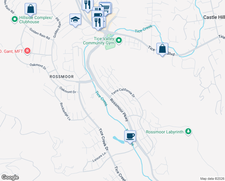 map of restaurants, bars, coffee shops, grocery stores, and more near 2155 Cactus Court in Walnut Creek