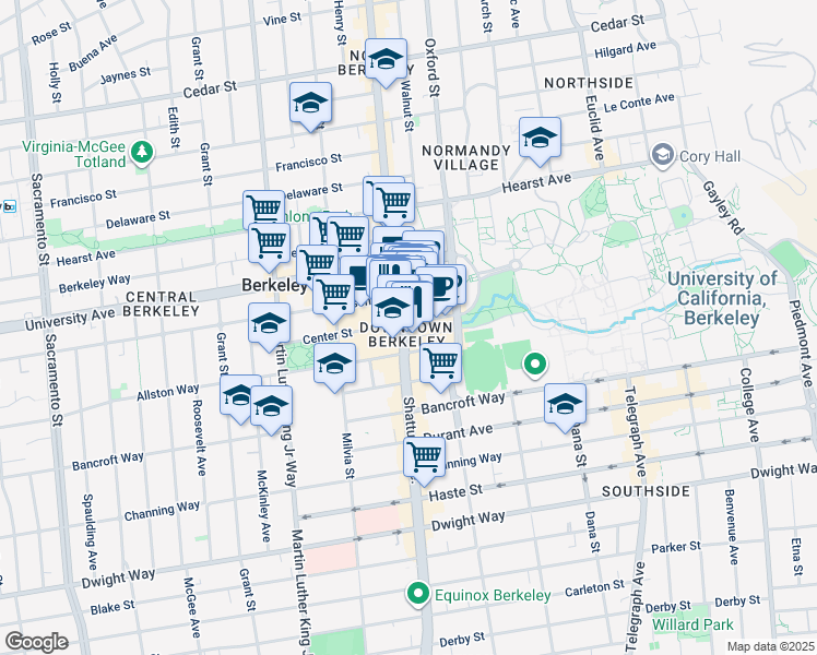 map of restaurants, bars, coffee shops, grocery stores, and more near in Berkeley