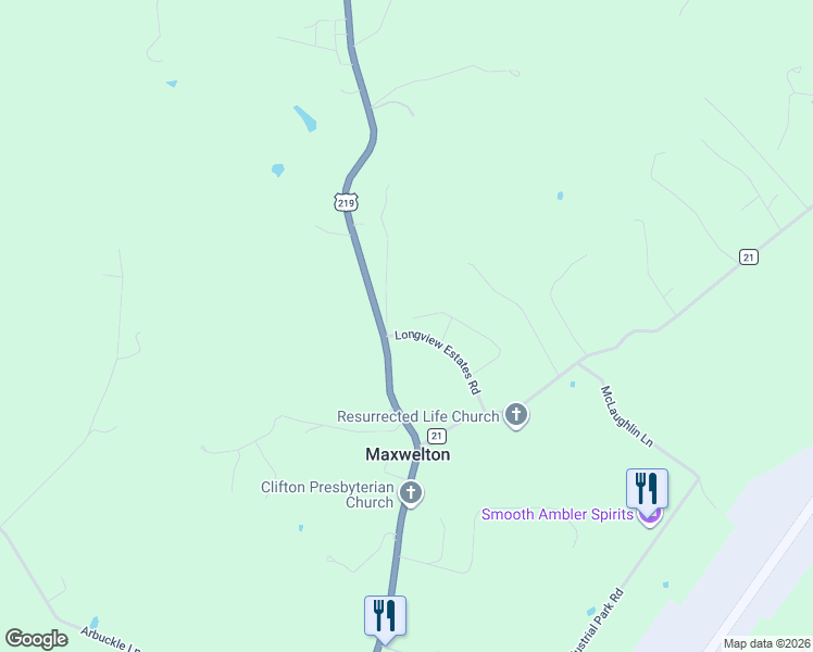 map of restaurants, bars, coffee shops, grocery stores, and more near 150 Erin Ln in Greenbrier