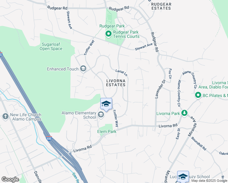 map of restaurants, bars, coffee shops, grocery stores, and more near 2533 Dapplegray Lane in Walnut Creek