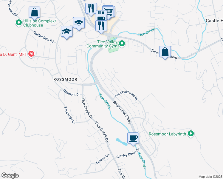map of restaurants, bars, coffee shops, grocery stores, and more near in Walnut Creek