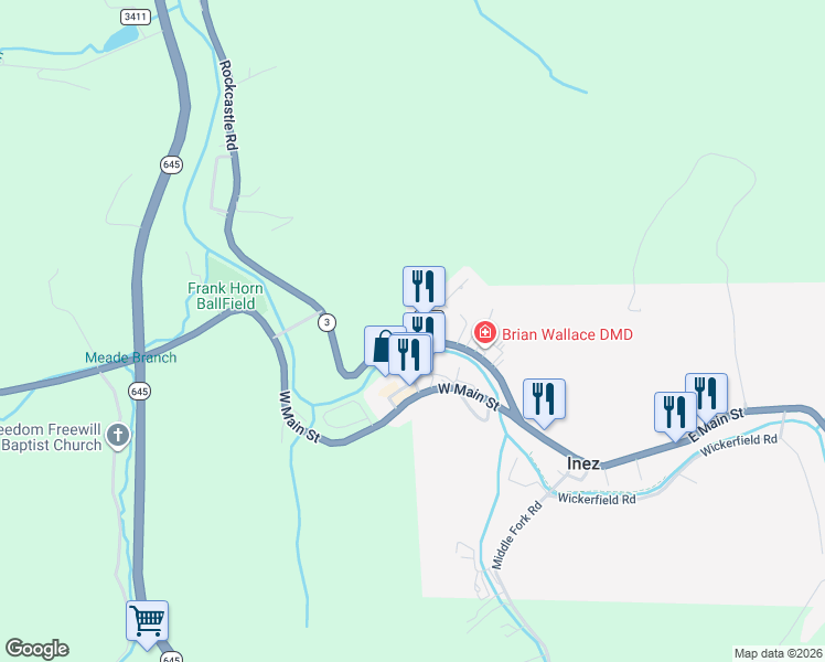 map of restaurants, bars, coffee shops, grocery stores, and more near 69 Nichols Street in Inez