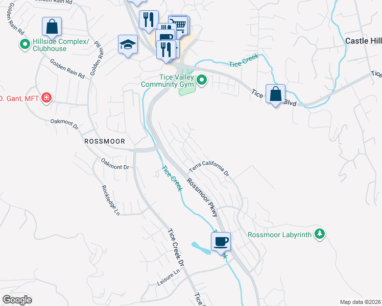 map of restaurants, bars, coffee shops, grocery stores, and more near 2155 Cactus Court in Walnut Creek