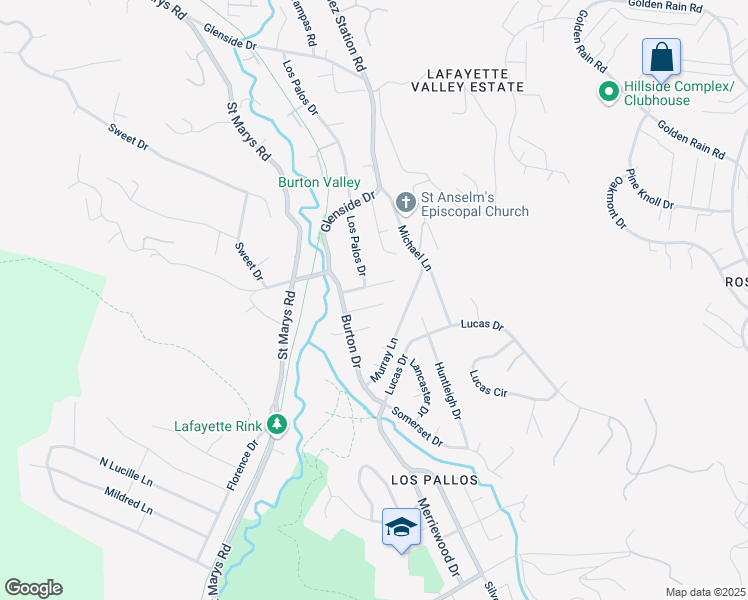 map of restaurants, bars, coffee shops, grocery stores, and more near 3221 Gold Court in Lafayette