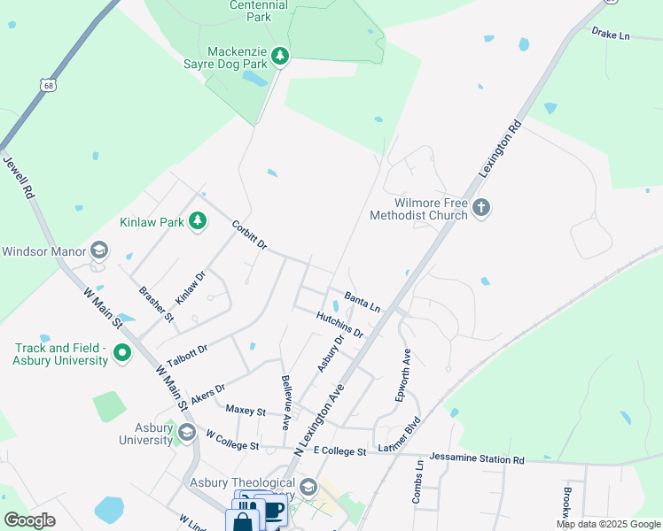 map of restaurants, bars, coffee shops, grocery stores, and more near 204 Banta Lane in Wilmore