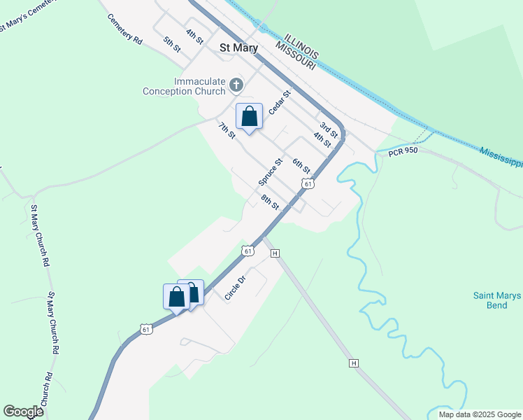 map of restaurants, bars, coffee shops, grocery stores, and more near 855 Mulberry Street in Saint Mary