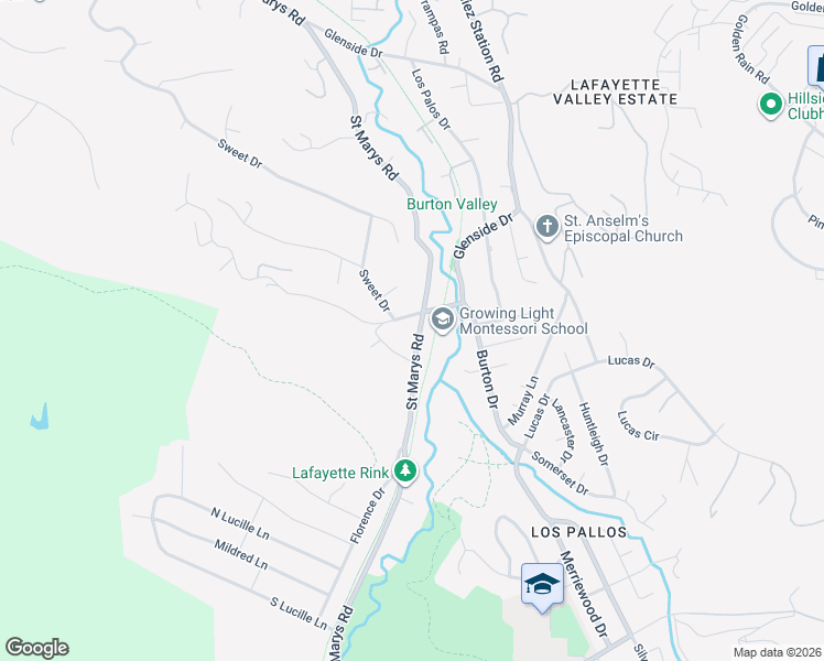 map of restaurants, bars, coffee shops, grocery stores, and more near 629 Saint Marys Road in Lafayette