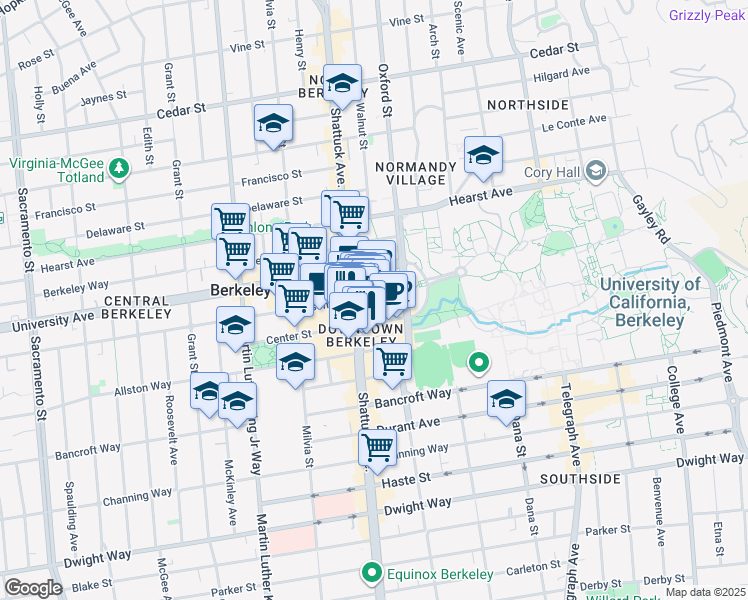 map of restaurants, bars, coffee shops, grocery stores, and more near in Berkeley