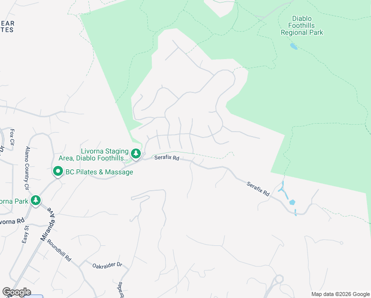 map of restaurants, bars, coffee shops, grocery stores, and more near 59 Camelot Court in Alamo
