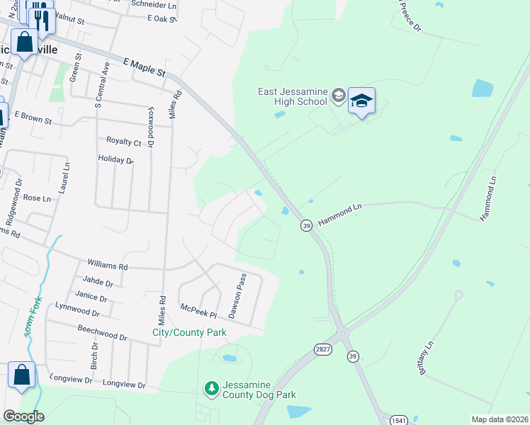 map of restaurants, bars, coffee shops, grocery stores, and more near 101 Friendly Avenue in Nicholasville