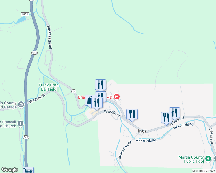 map of restaurants, bars, coffee shops, grocery stores, and more near in Inez