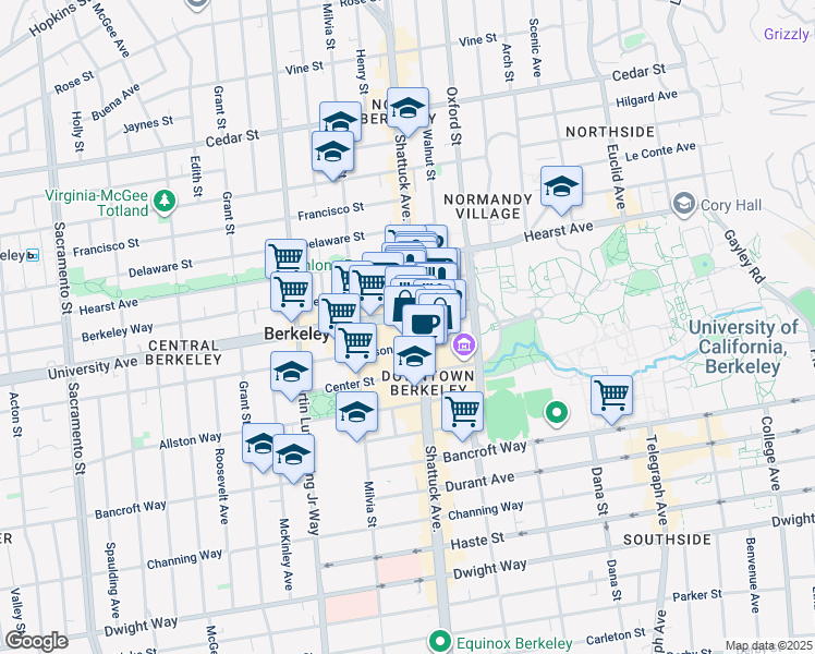 map of restaurants, bars, coffee shops, grocery stores, and more near 2000 Kala Bagai Way in Berkeley