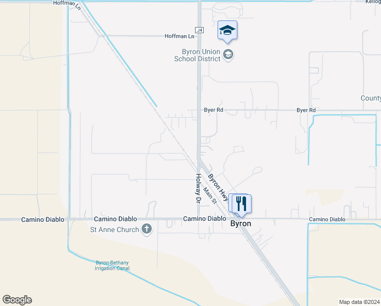 map of restaurants, bars, coffee shops, grocery stores, and more near 14650 Byron Highway in Byron