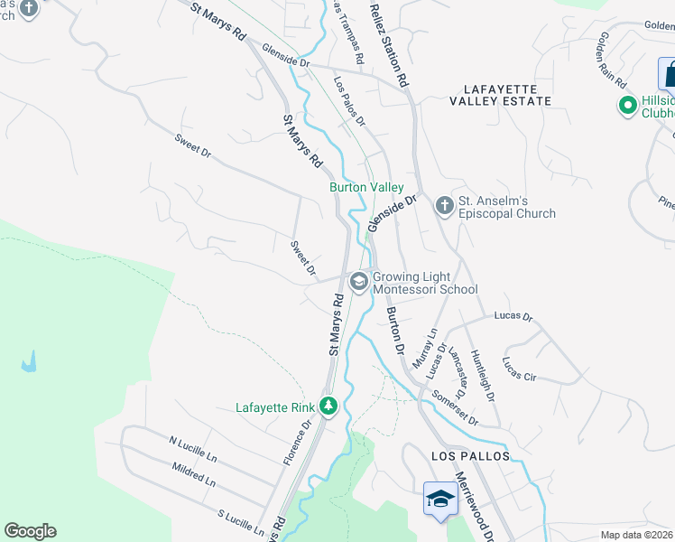 map of restaurants, bars, coffee shops, grocery stores, and more near 3252 Woodview Drive in Lafayette