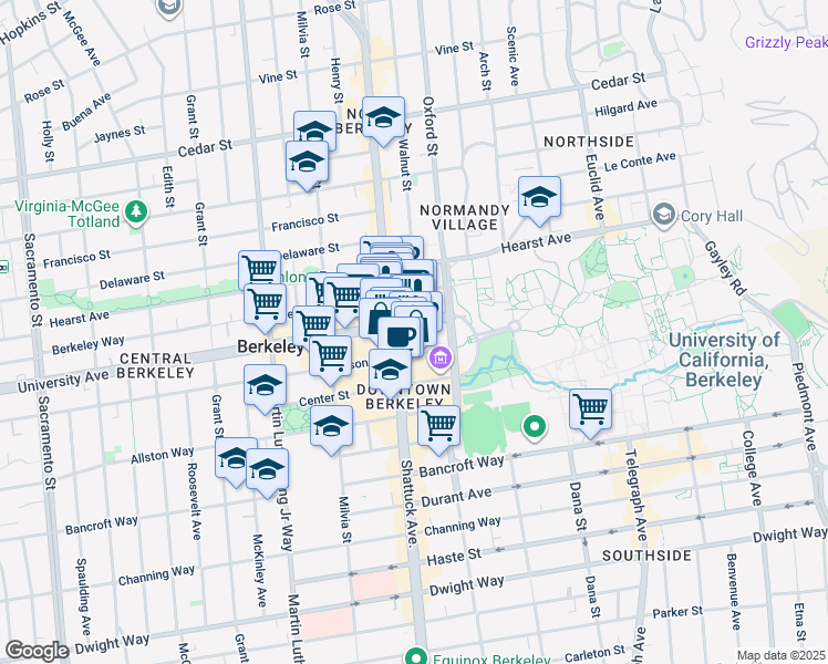 map of restaurants, bars, coffee shops, grocery stores, and more near 2000 Kala Bagai Way in Berkeley