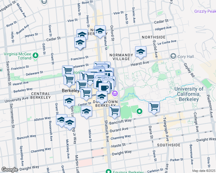 map of restaurants, bars, coffee shops, grocery stores, and more near 2000 Kala Bagai Way in Berkeley