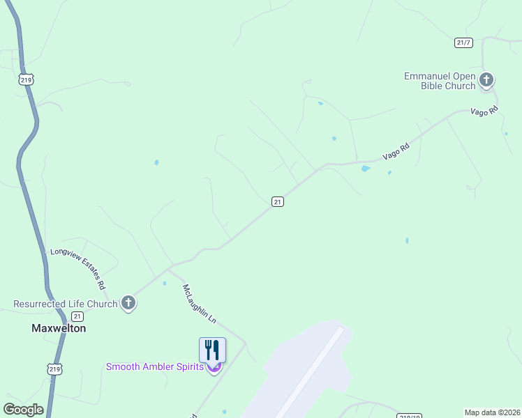 map of restaurants, bars, coffee shops, grocery stores, and more near 635 Vago Road in Frankford