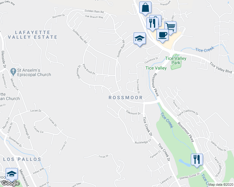 map of restaurants, bars, coffee shops, grocery stores, and more near 2000 Oakmont Way in Walnut Creek