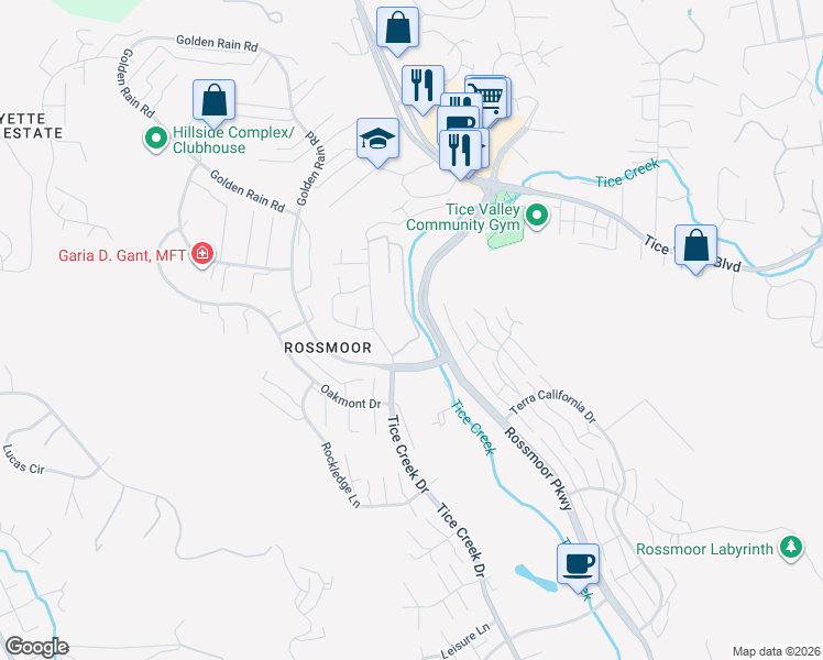map of restaurants, bars, coffee shops, grocery stores, and more near 1860 Tice Creek Drive in Walnut Creek