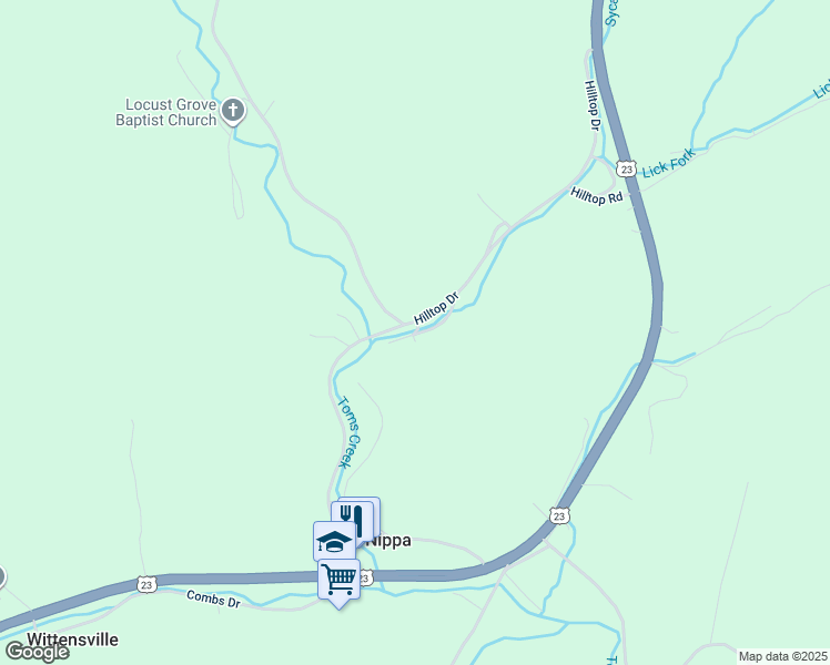 map of restaurants, bars, coffee shops, grocery stores, and more near Ceramic Drive in Paintsville