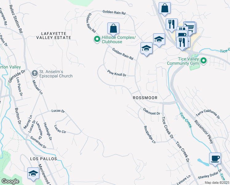 map of restaurants, bars, coffee shops, grocery stores, and more near in Walnut Creek