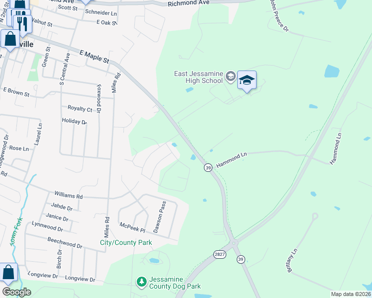 map of restaurants, bars, coffee shops, grocery stores, and more near 892 Sulphur Well Pike in Nicholasville