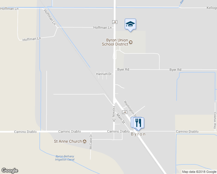 map of restaurants, bars, coffee shops, grocery stores, and more near 14650 Byron Highway in Byron